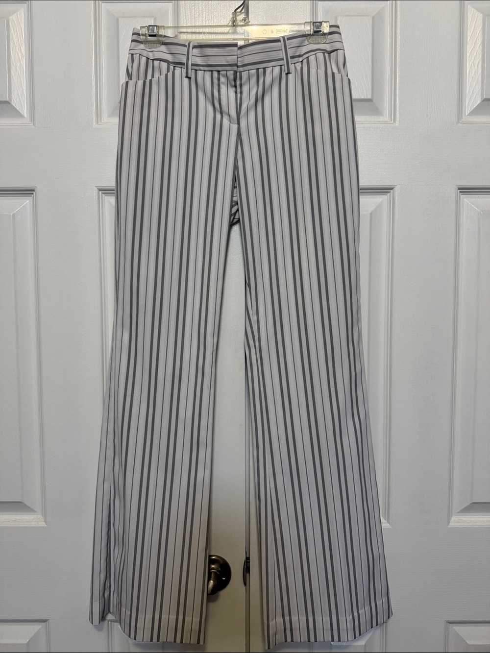 Express White with Black Pinstripe Boot Cut Pants